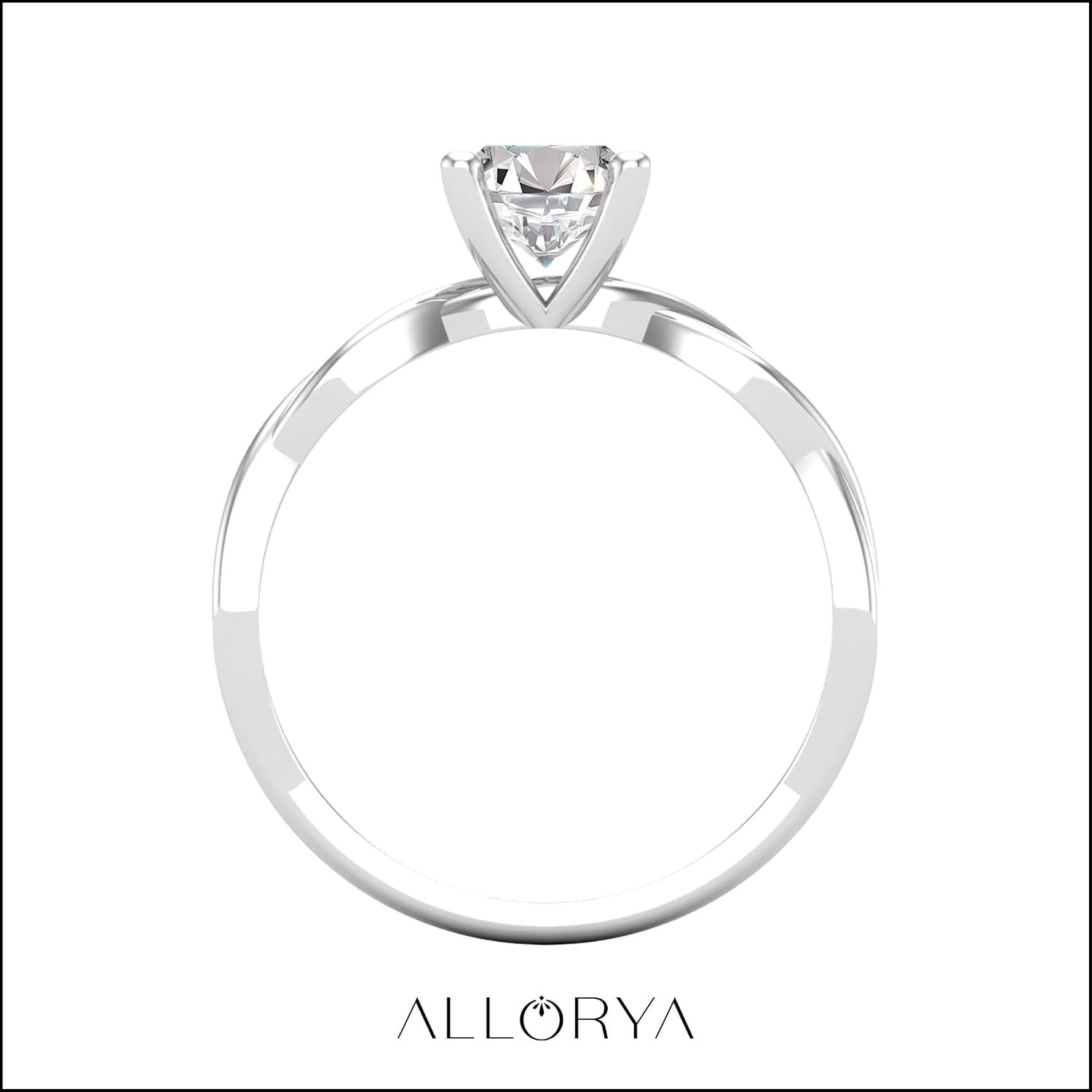 GRA Certified 8x6 mm Oval Moissanite Twisted Solitaire Engagement Ring for Women in 925 Sterling Silver, Size 6