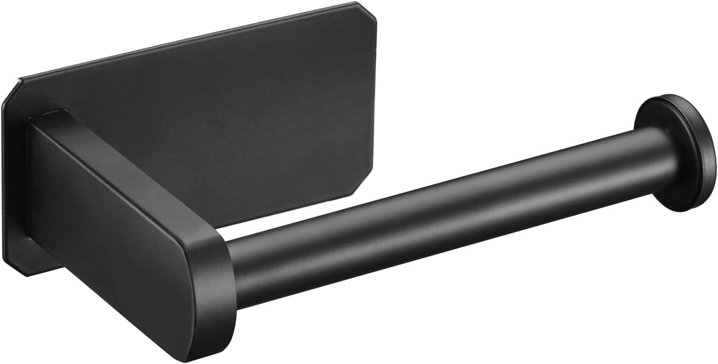 Nolimas Self Adhesive Toilet Paper Holder SUS 304 Stainless Steel No Drilling Bathroom Kitchen Tissue Paper Roll Towel Holder Rustproof, Matte Black Finish,1Pack.