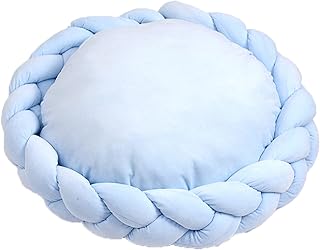 Cat Bed Weaving Calming Nest Dog Bed Machine Washable Calming Donut Cuddler Non-Slip Bed Blue Diameter 40