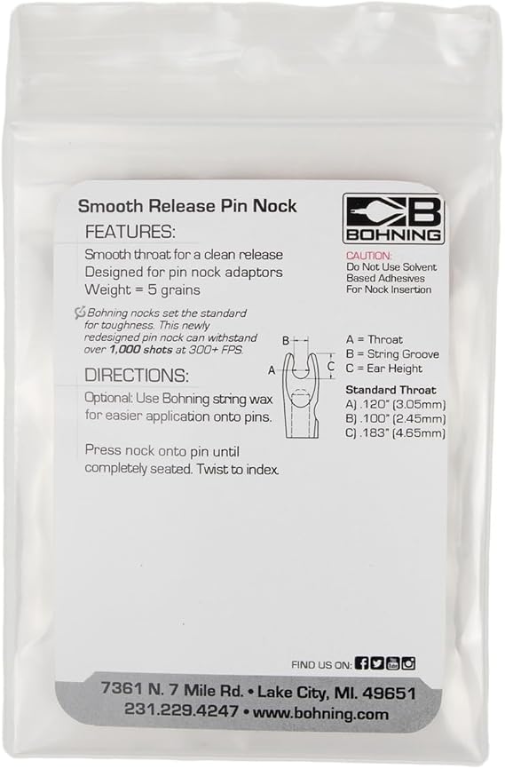 Bohning Smooth Release Pin Nock, 12 pk