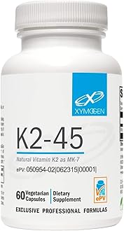 K2-45 Vitamin K - Vitamin K2 MK-7 Derived from Non-GMO Soybeans - The Most Bioavailable Form of Vitamin K2 Supplement Available - Supports Cardiovascular + Bone Health (60 Capsules)