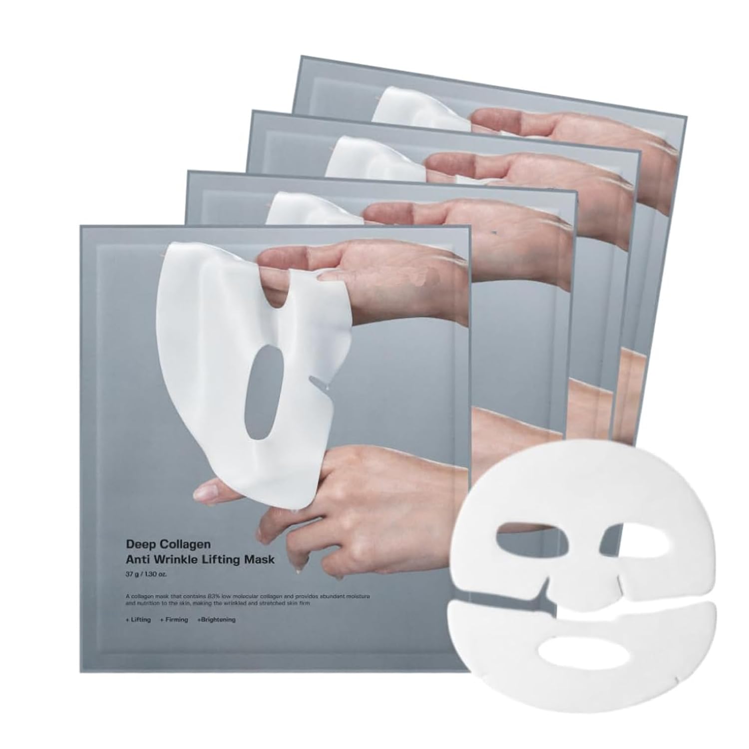 Deep Collagen Mask - Elastic, Tightening, Moisturizing & Hydrating Night Mask For Anti-Aging For Women, Facial Sheet Masks With Low Molecular Weight Collagen For Lifting, Firming (12)