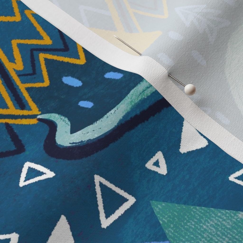 Spoonflower Fabric - Maximalist Mountain Nature Outdoors Modern Geometric Nursery Triangles Printed on Petal Signature Cotton Fabric Fat Quarter - Sewing Quilting Apparel Crafts Decor