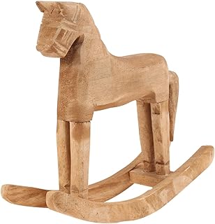 Toyvian Wooden Rocking Horse Table Decoration Handcrafted Home Decor Centerpiece Ornament Wedding Gift 7.08X7.08X2.36 Inch