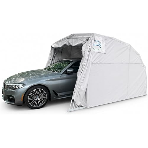 Ikuby Retractable Carport – Foldable Lockable Car Shelter, Heavy Duty All Weather Portable Garage for Cars and SUVs