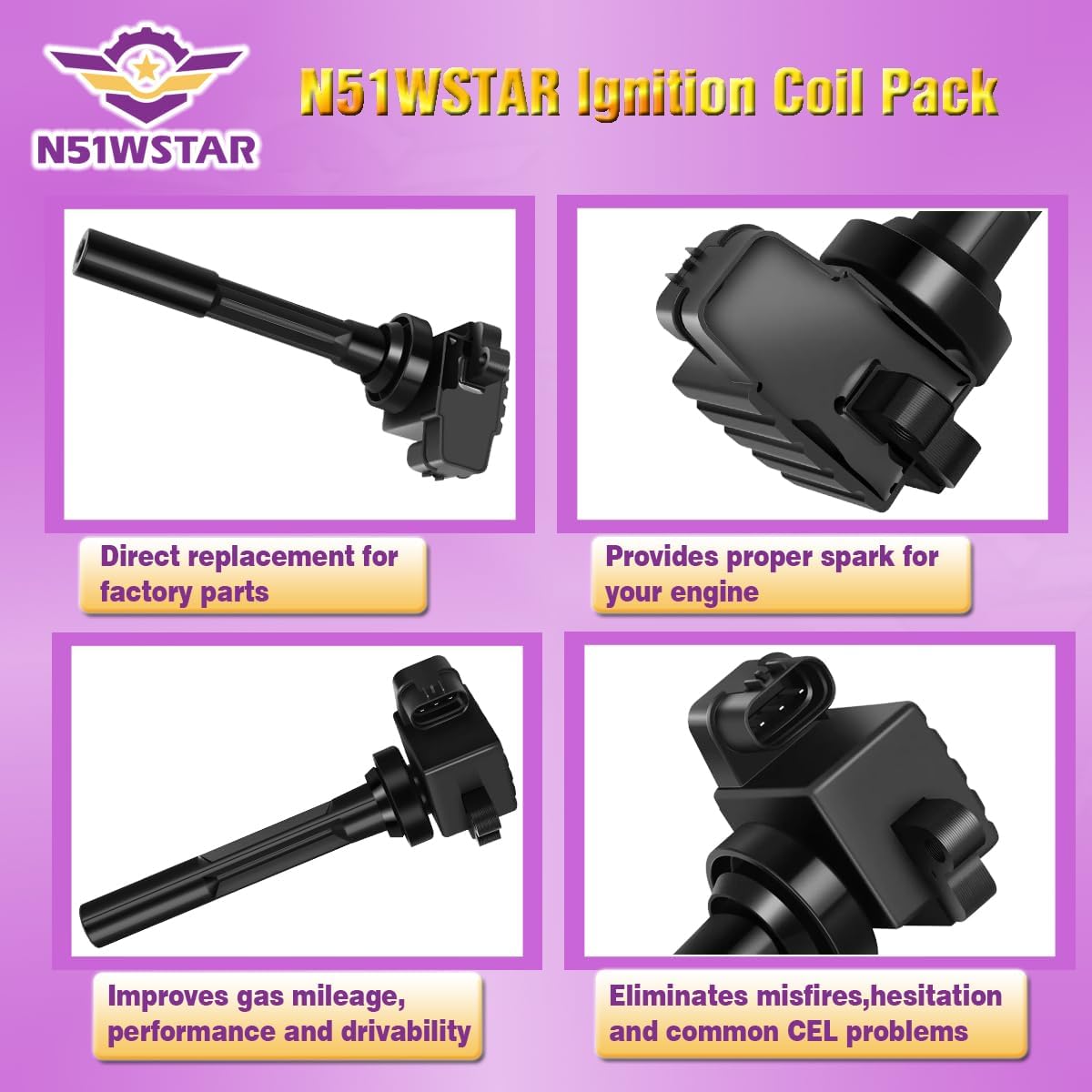 Ignition Coil Packs Set Of 6 Compatible With Acura SLX Honda Passport Isuzu Amigo Rodeo Trooper VehiCROSS 3.2 3.5 V6 Replacement For UF245 8971363250 8971745540