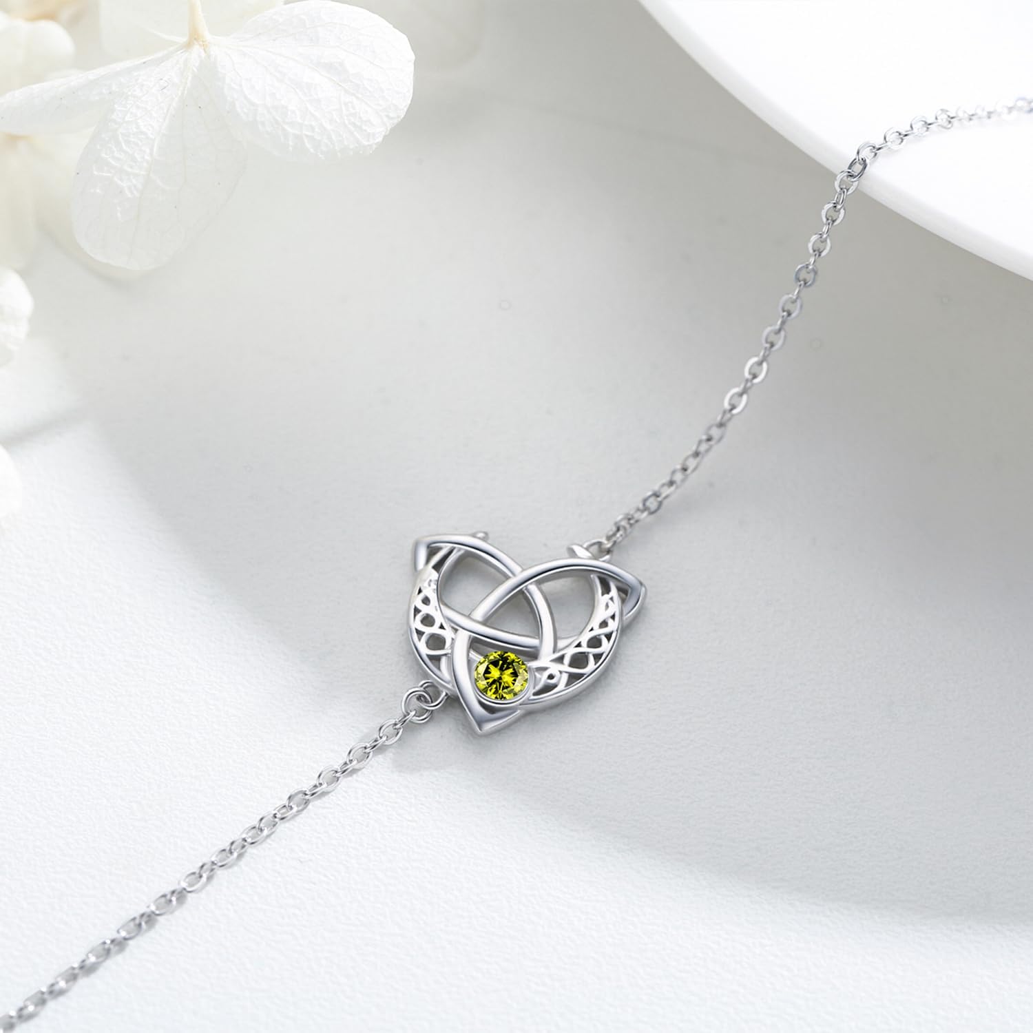 Birthstone Bracelet for Women S925 Sterling Silver Celtic Charm Bracelets Jewelry Gifts Mother's Day Birthday Valentine’s Day Anniversary for Mom Daughter Girls Wife Girlfriend Women Her