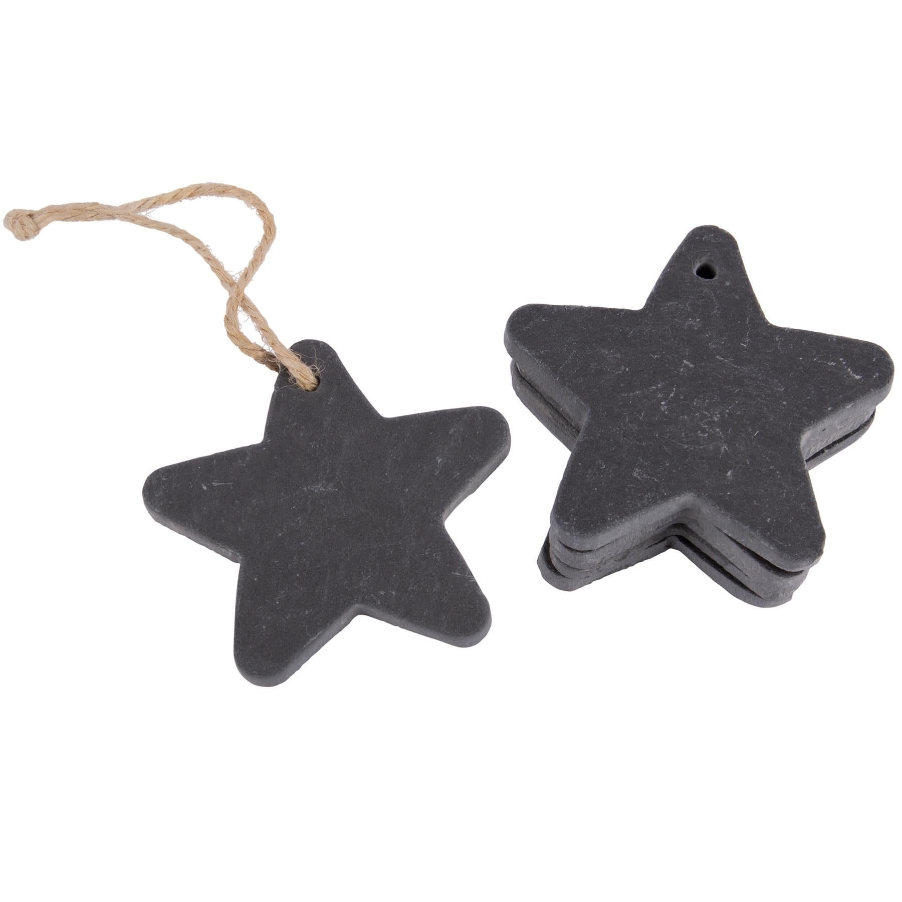Nicola Spring Grey Slate Christmas Tree Decorations - 7 X 7.5Cm - Star - Pack Of 6 - Xmas Decor Hanging Winter Holiday Ornament Keepsake Decorations For Christmas Trees, Wreath, Garland