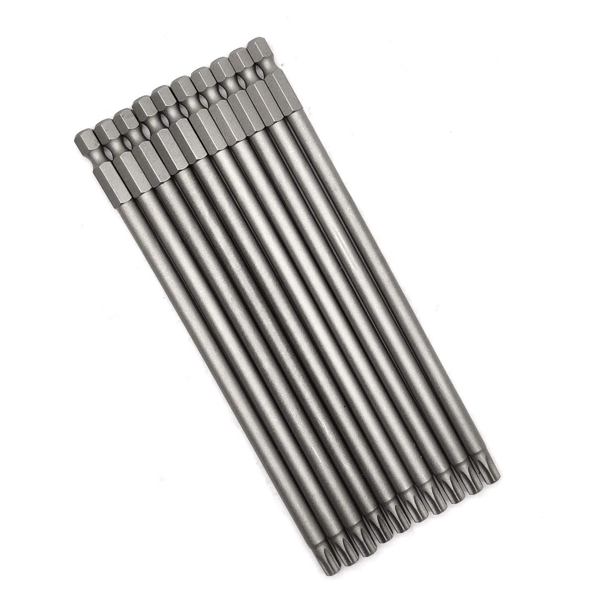 10PCS 6"/150mm T30 Torx Head Screwdriver Bit Set, 1/4 Inch Hex Shank with Quick Release Slot,S2 Steel Magnetic Security Tamper Proof Star 6 Point