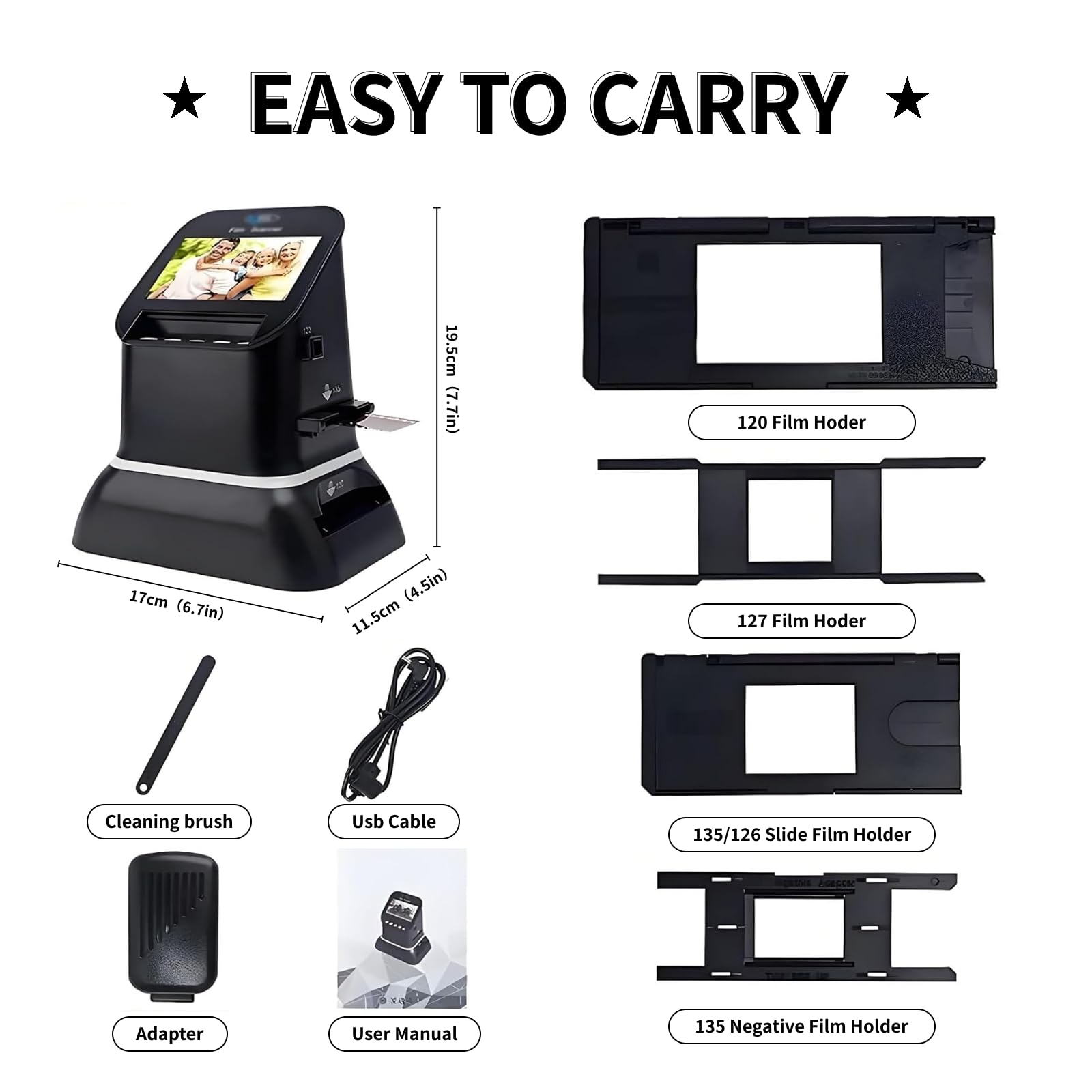 ZHENYUWANG Este escáner Digital de películas Puede convertir Negativos y Diapositivas de 35 mm, 135, 127 y 126 al Formato JPEG, produciendo imágenes de Alta resolución con 22 megapíxeles.