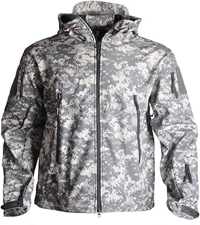 Hcclijo Men's Military Camouflage Fleece Jacket Army Clothing Tactical Clothing Multicam Camouflage Windbreakers