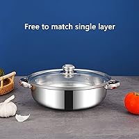 Vista 2 de Steamer Pot for Cooking 11 inch, Steamer Pots 3-tier Multipurpose Stainless Steel Steam Pot Cookware with Handle for Vegetable