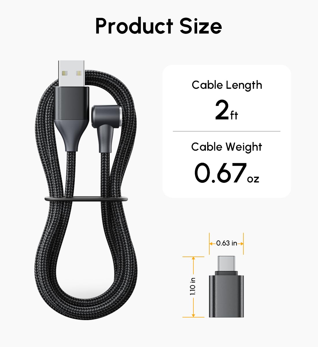 Cavo di ricambio per registratore vocale RECOLX AI, cavo di ricarica magnetico e adattatore USB a USB-C OTG, cavo di ricarica rapida da 0,6 m, kit di accessori di ricambio di backup