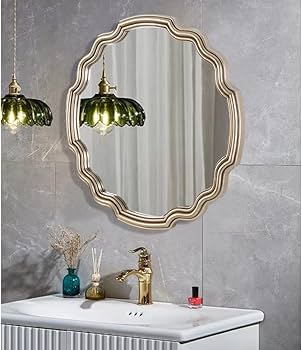 Amazon.co.jp: バスルームウォールミラー、ヴィンテージミラーゴールド