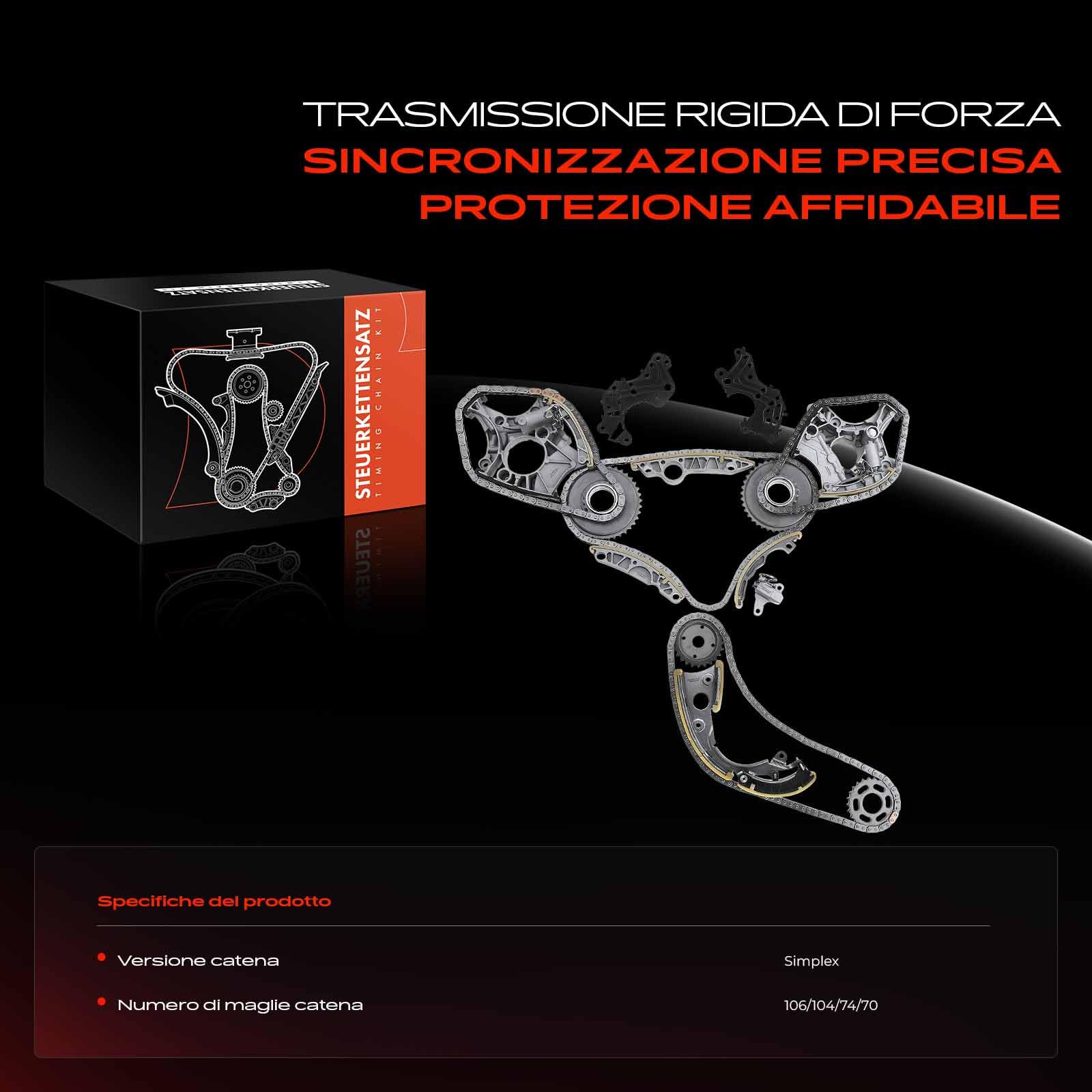 Frankberg Kit catena di distribuzione 06E109229F | Compatibile con: A4 8EC, A6 Allroad 4FH, A8 4E2 4E8, A4 Cabriolet 8HE, A6 4F2, A6 Avant 4F5, A4 Avant 8ED