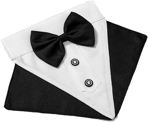 Miniatura 3 de Bandana de esmoquin formal para perro para boda collar de perro con corbatín ajustable para perros pequeños medianos y grandes balck, Azul /