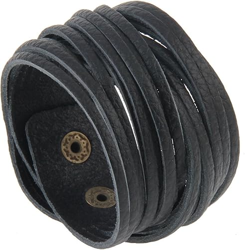 GelConnie - Brazalete de piel, brazaletes trenzados punk, pulseras rock de piel, brazaletes góticos con correa ajustable, para hombre, mujer.