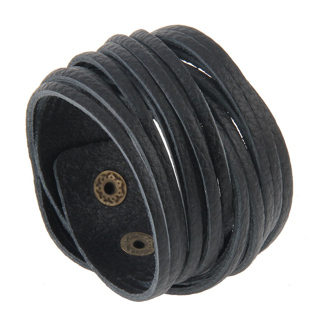 GelConnie Leather Cuff Bracelet Punk Braided Bracelets Rock Leather Wristbands Faux Mens Leather Bracelet Gothic Viking Bangle Adjustable Wrap Bracelet for Women, Men