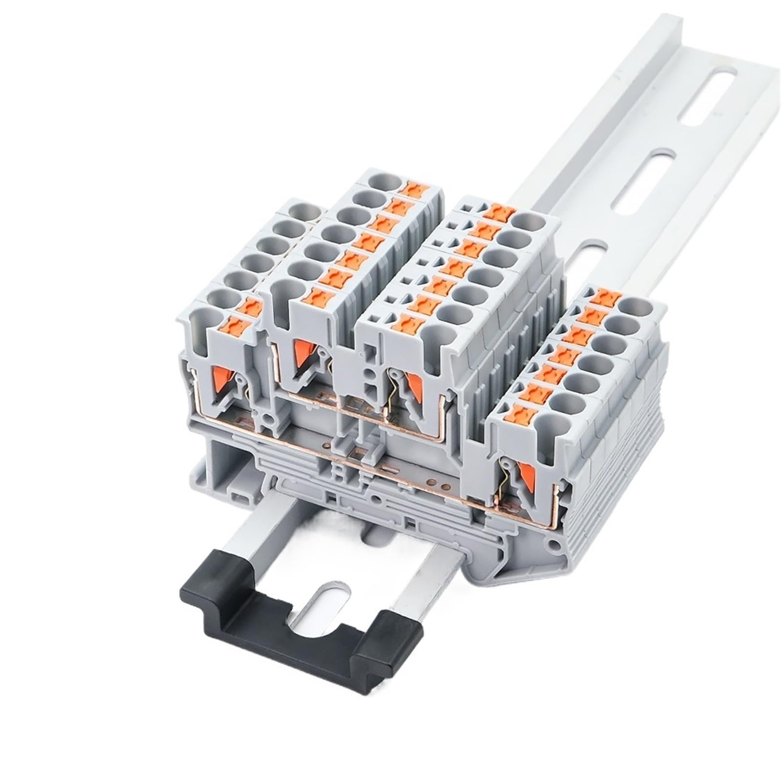 10 sztuk PTTB-2.5 blok zacisków szyny DIN 4 kolory złącze elektryczne dwuwarstwowy sprężynowy przewód połączeniowy przewód PTTB2.5 (pomarańczowy)
