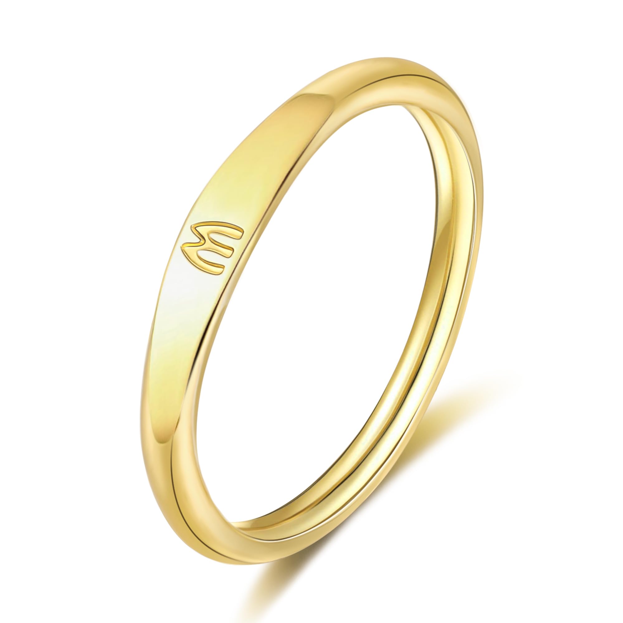 FUNEIA Oro Anello con Iniziale Anelli Donna Ragazze Oro 14K Anelli Con Lettera Nome A-Z Fini Personalizzato Anelli Impilabili Semplici e Raffinati Regalo di Accessori alla moda per Gioielli Donna