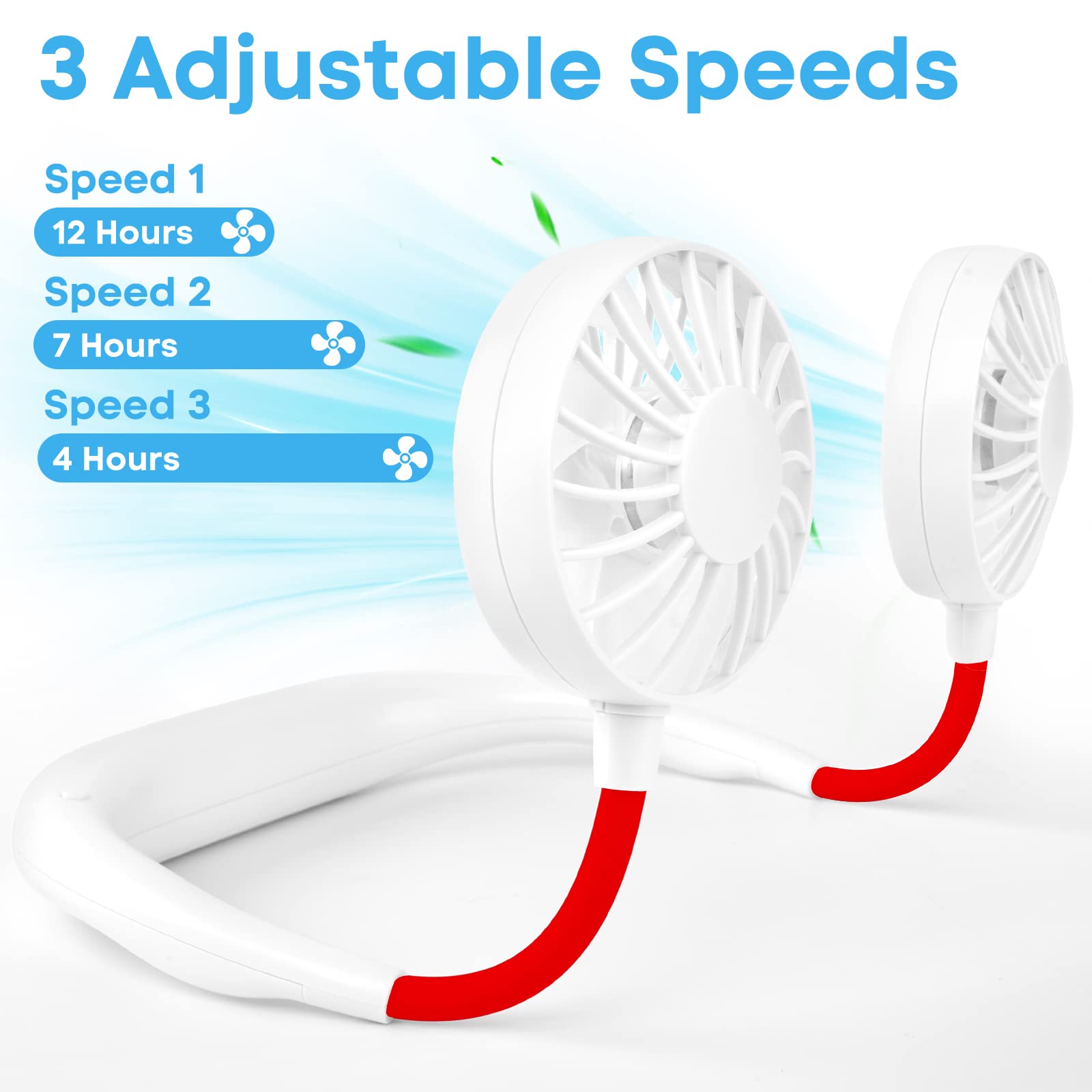 Jsdoin Ventilatore Da Collo, Portatile A 5 Velocità Mini USB - Foto 2