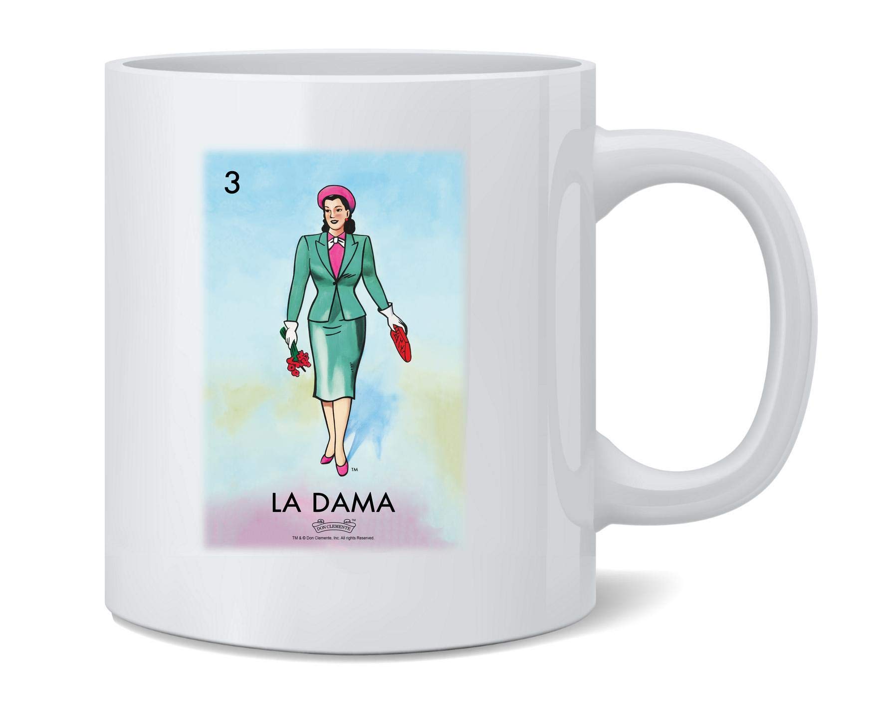 Poster Foundry La DAMA Woman Lady Loteria Card Mexican Bingo Ceramic Coffee  Mug Tea Cup Fun Novelty Gift 12 oz