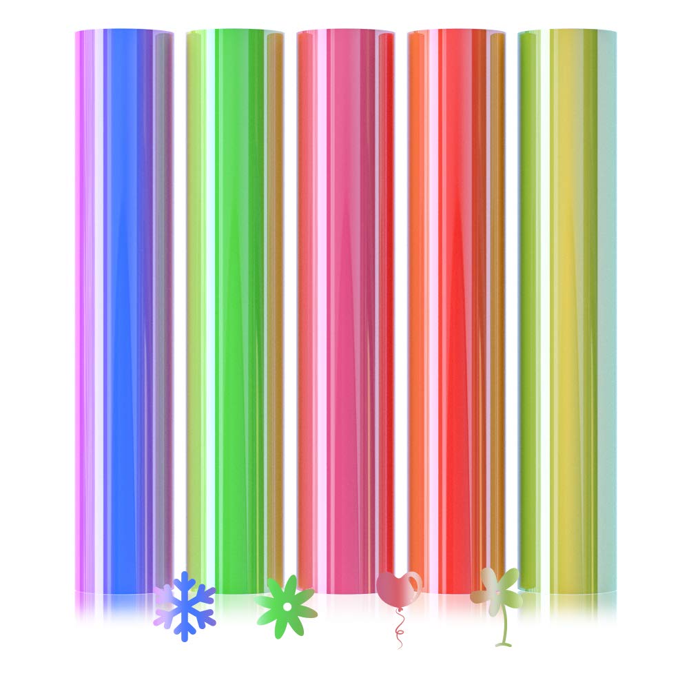 Stamp colour Christmas Adhesive Vinyl Craft Holographic Self Chameleon Opal Vinyl Sheets for Cricut, Silhouette and Cameo Cutters,Easy to Cut Weed, 12x12 Inch 5 Pcs