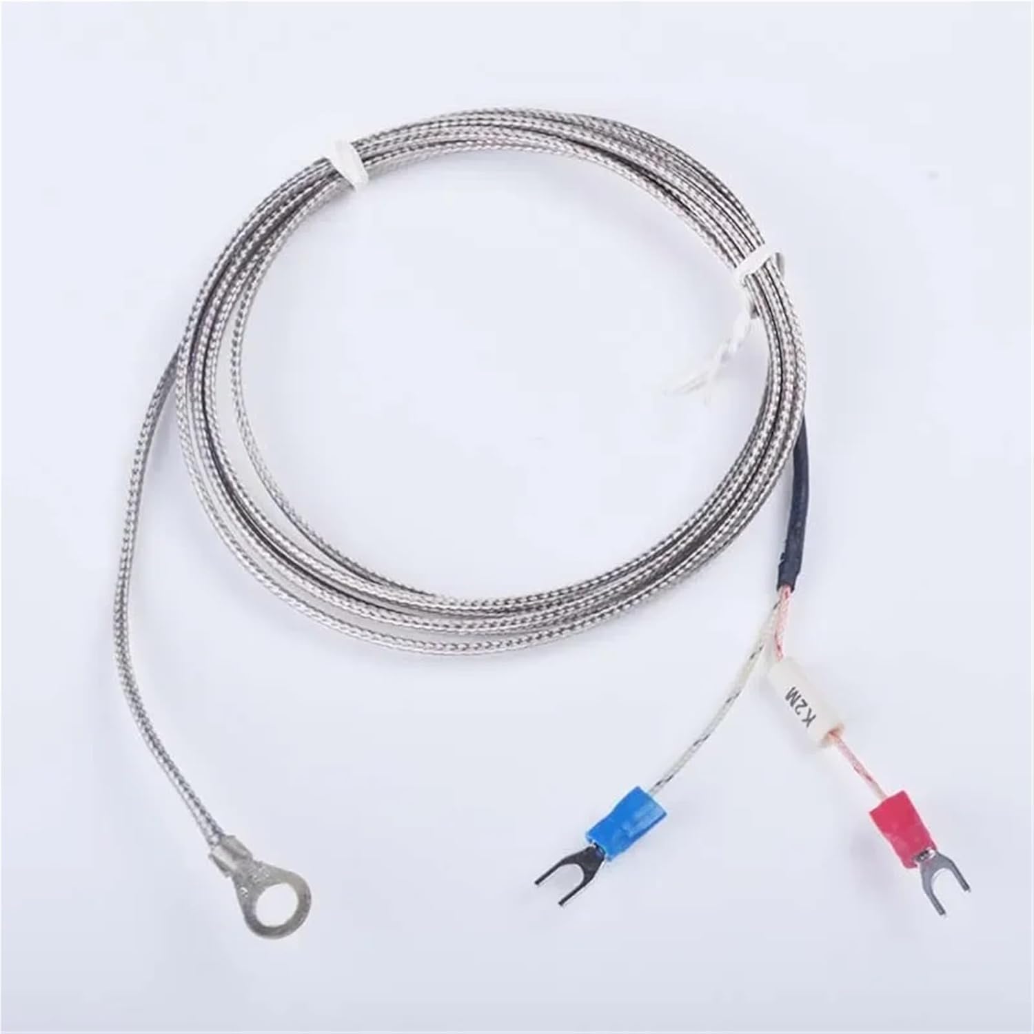 K Type 1/3/2m Metal Screening Cable 6mm Diameter Hole Ring Head Thermocouple Temperature Sensor 1Pcs(1m Wire)