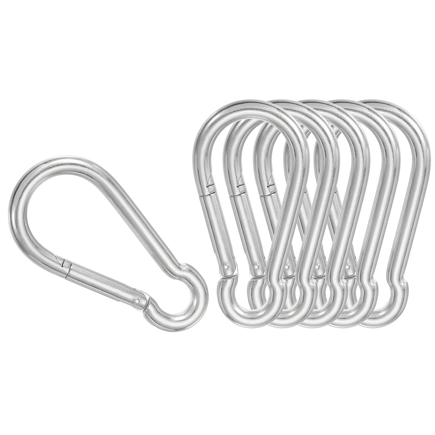 MECCANIXITY Screw Locking Clips M10 5.51 Inch,304 Stainless Steel Spring Snap Hook for Outdoor Lifting Hanging Camping Swing Hammock Hiking Quick Link Pack of 6