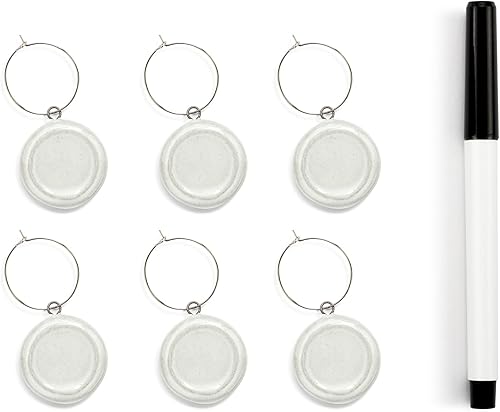 DEMDACO Escribe en tono plateado redondo de 1 pulgada para botella de vino de gres de borrado en seco, Gres, Gres