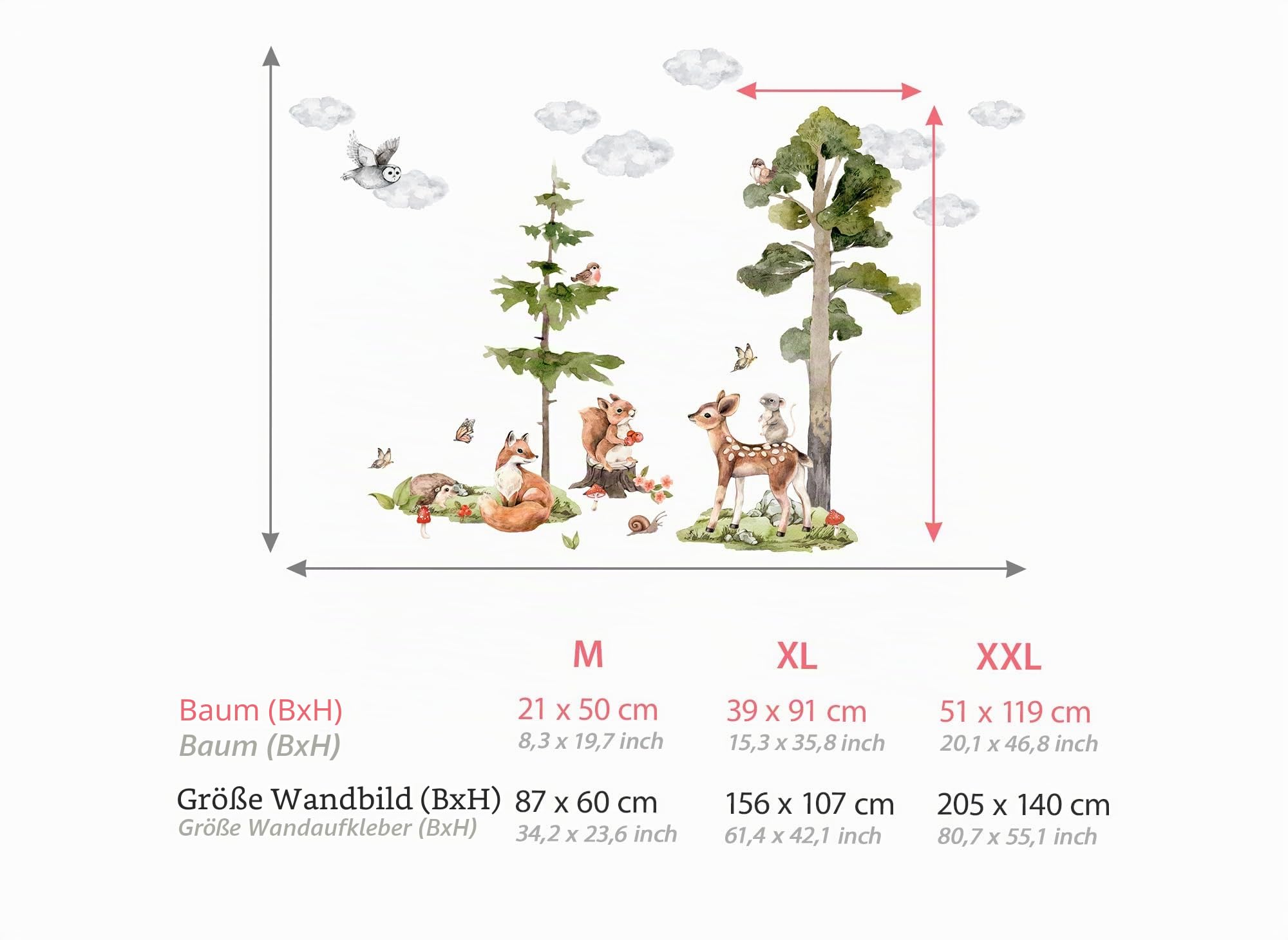 Grandora Wandsticker Kinderzimmer Waldtiere Wandaufkleber Wandtattoo DL773-5