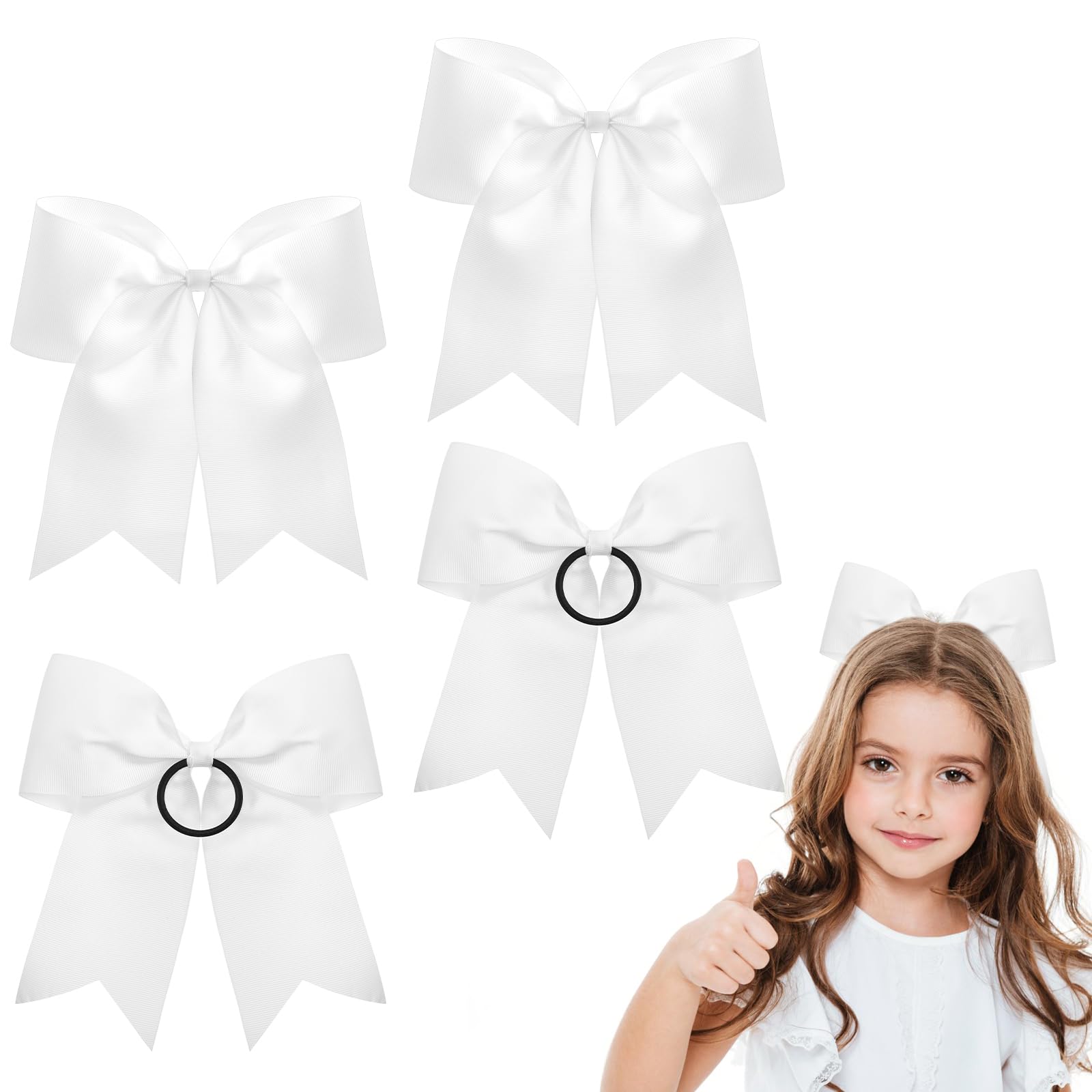2 Pezzi Fiocchi per Capelli Donna Tifo Alla Grandi Fiocco Capelli Cheerleading Giganti 8 Pollici Ragazze dei Più Piccoli Supporti Coda di Cavallo Cheerleading Giganti Nastri per Capelli Adolescenti