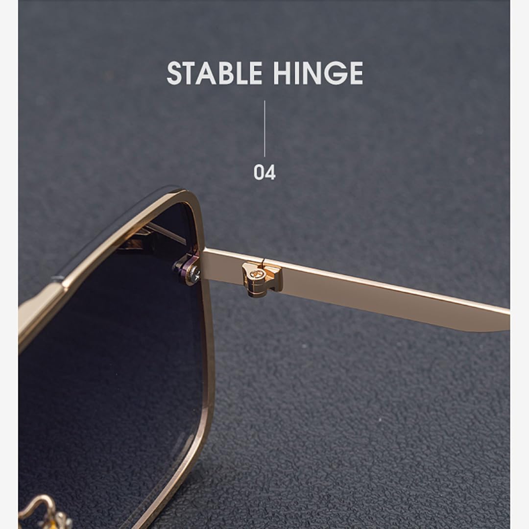 Gafas de sol extragrandes de una pieza, estilo punk vintage de lujo sin montura para hombre.