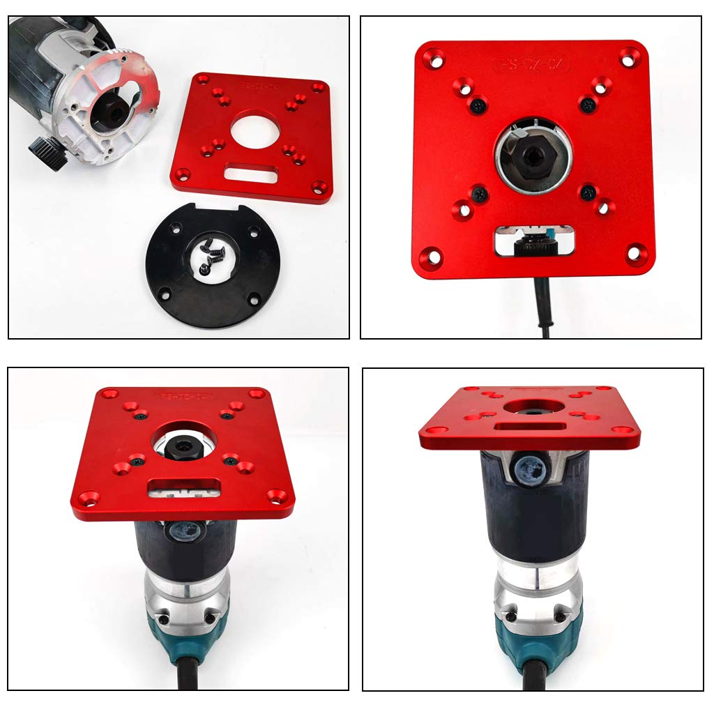 Plaque De Base Pour Défonceuse/routeur – Alliage D'aluminium – Centrale – 18V – Rouge