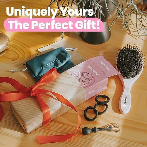 Miniatura 6 de Cepillo de pelo de cerdas de jabalí Cepillos de madera rosa para mujeres, hombres y niños Mejorar la textura del crecimiento del cabello para rizado