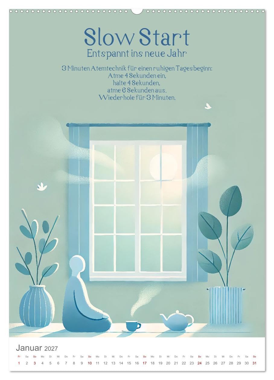 Dein Anti-Stress Kalender - Monatliche Inspirationen für mehr Entspannung (hochwertiger Premium Wandkalender 2027 DIN A2 hoch), Kunstdruck in ... weniger Stress! (CALVENDO Gesundheit)