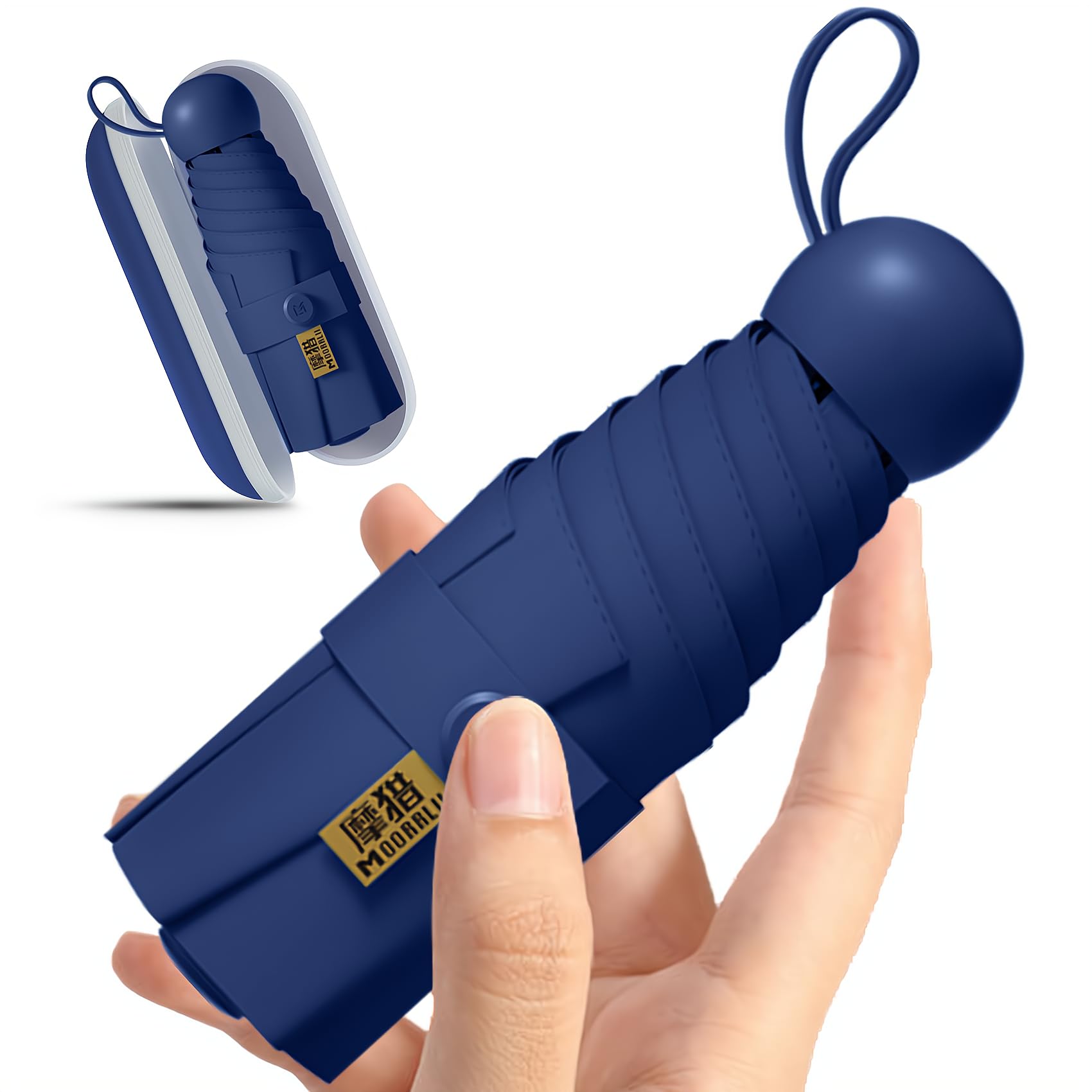Moorrlii Travel Mini Ombrello per Borsa Con Caso-Piccolo Compatto Ombrello UV Protezione Sole-Leggero Piccolo Ombrello Tasca Con Caso Per Donne, Ragazze