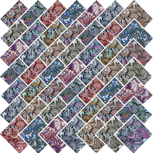 Image of 8 inch 50pcs Cotton Fabric Squares for Sewing Quilting SuppliesDark Paisley | Good quality fat quarters fabric bundles 100% cotton beautiful patterns fabric squares perfect for quilting projects