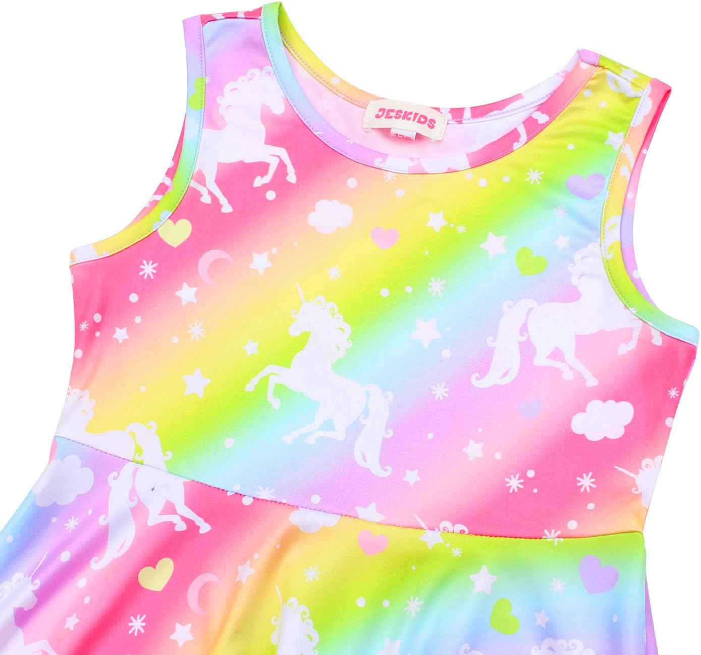 JESKIDS Little Girls Unicorn Dress Sleeveless Casual Twirl Dresses Print Sundress - Image 4