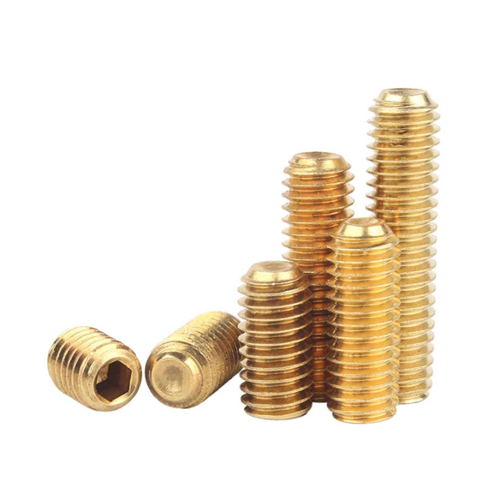 M3 M4 M5 M6 Brass Tip Head Cone Point Grub Set Screws Bolts Hex Hexagon Socket Allen Head Tapered End Bolt Headless Screw Bolt(M4x4mm 20pcs