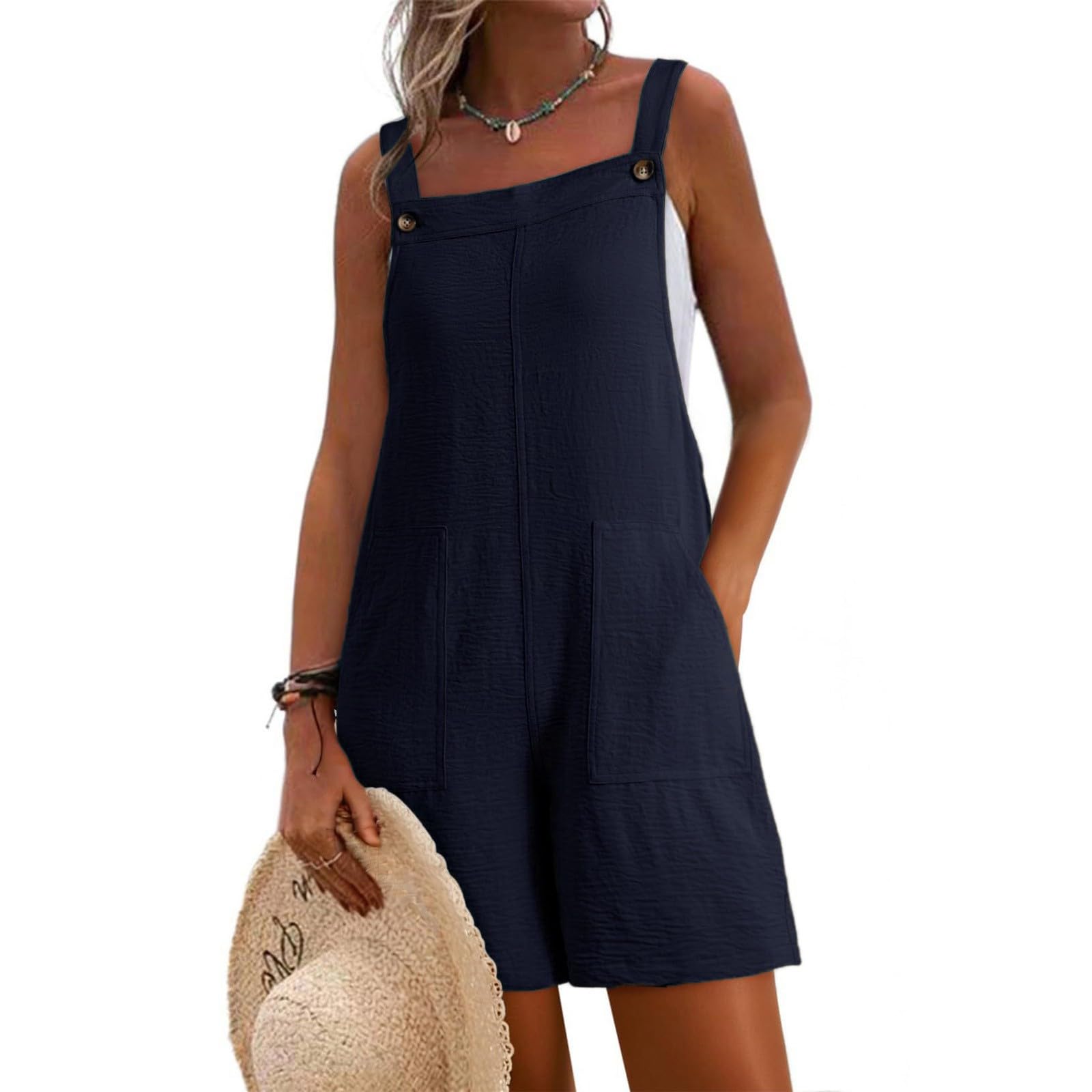 Salopette da donna corta estiva baggy tuta a gamba larga