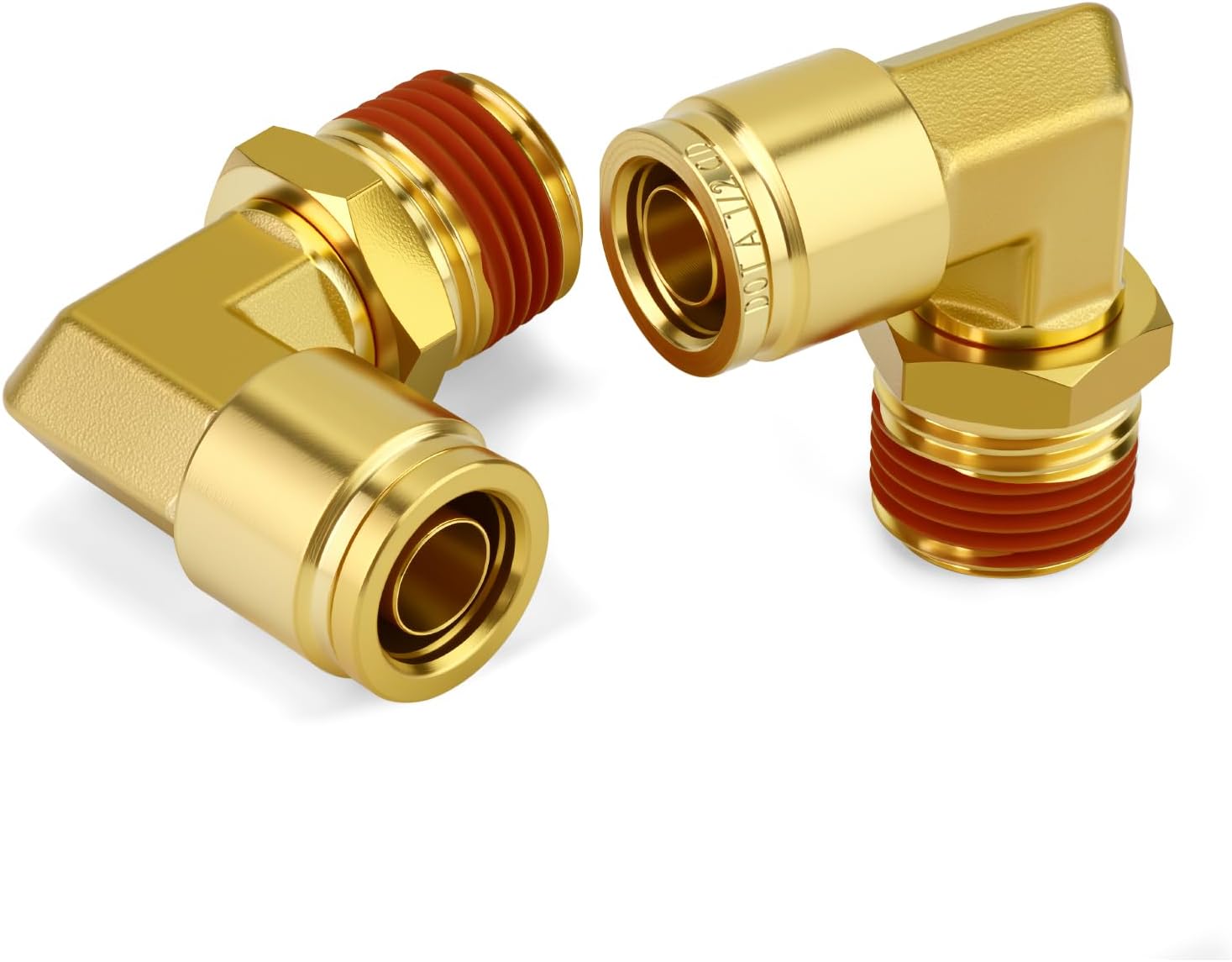 5PCS Brass 90 Degree Elbow DOT Push to Connect Fittings, 3/8" OD x 1/2" NPT Male Union Tube Air Brake Line Fittings for Truck Trailer Air Brake Line and Industrial Pneumatic Systems