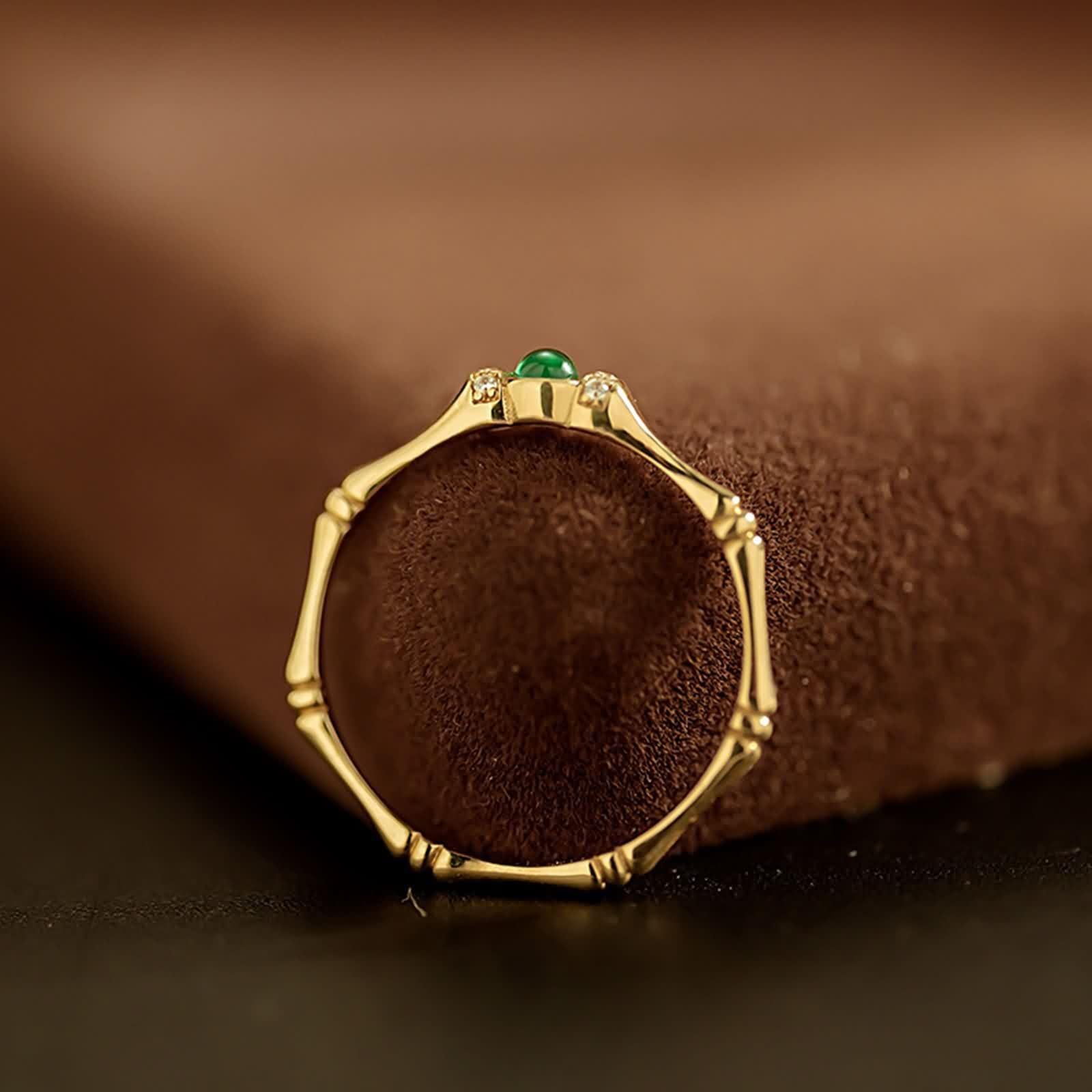 Daesar Anillos de Boda para Mujer con Redondo con Esmeralda y Moissanita, Oro Amarillo 9K/14K/18K, Anillos de Compromiso y Boda Oro Verde