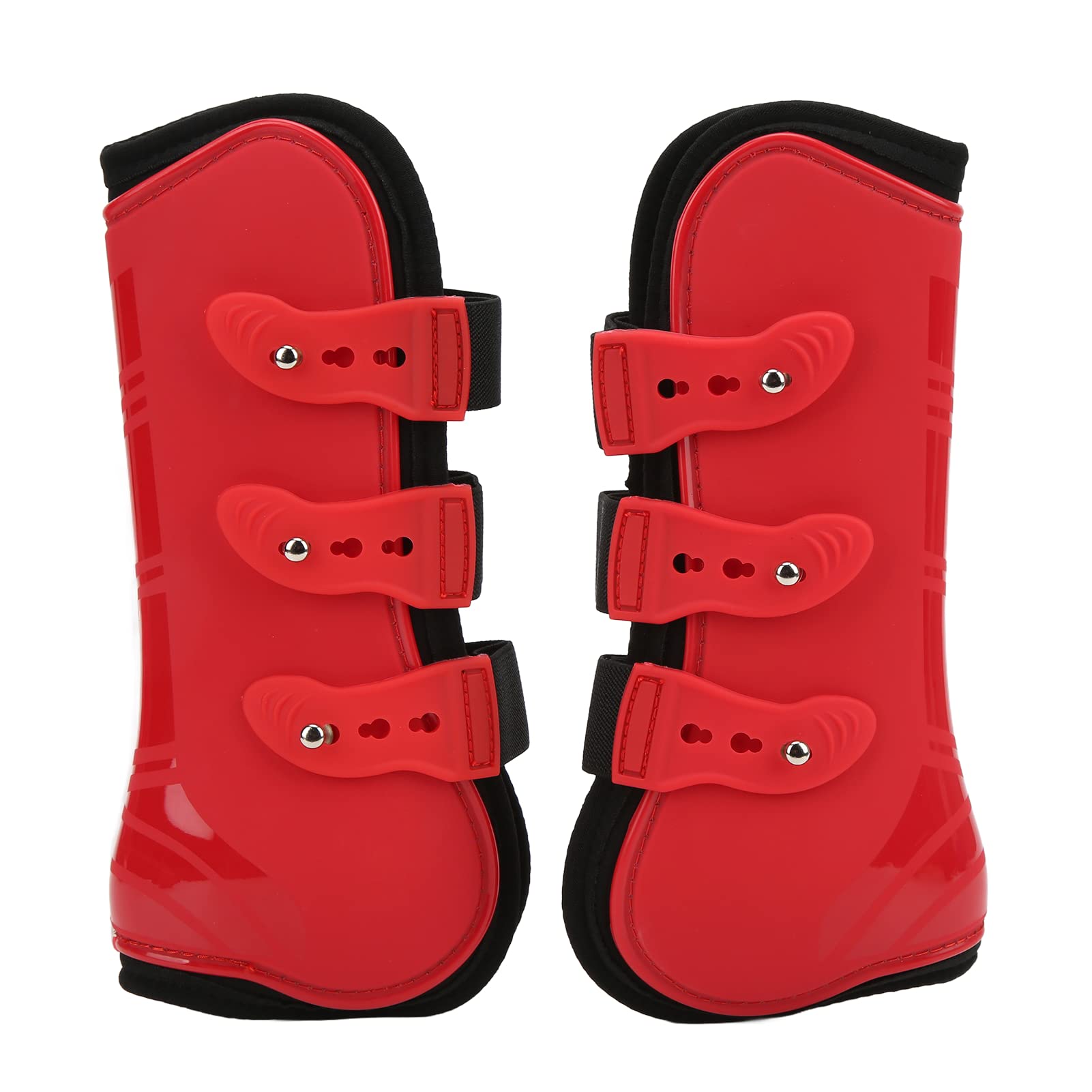 Gavigain Horse Leg Guard PU Neoprene Front Hind Tendon Jumping Boots Equestrian Equipment (Set of red Front and Back XL)