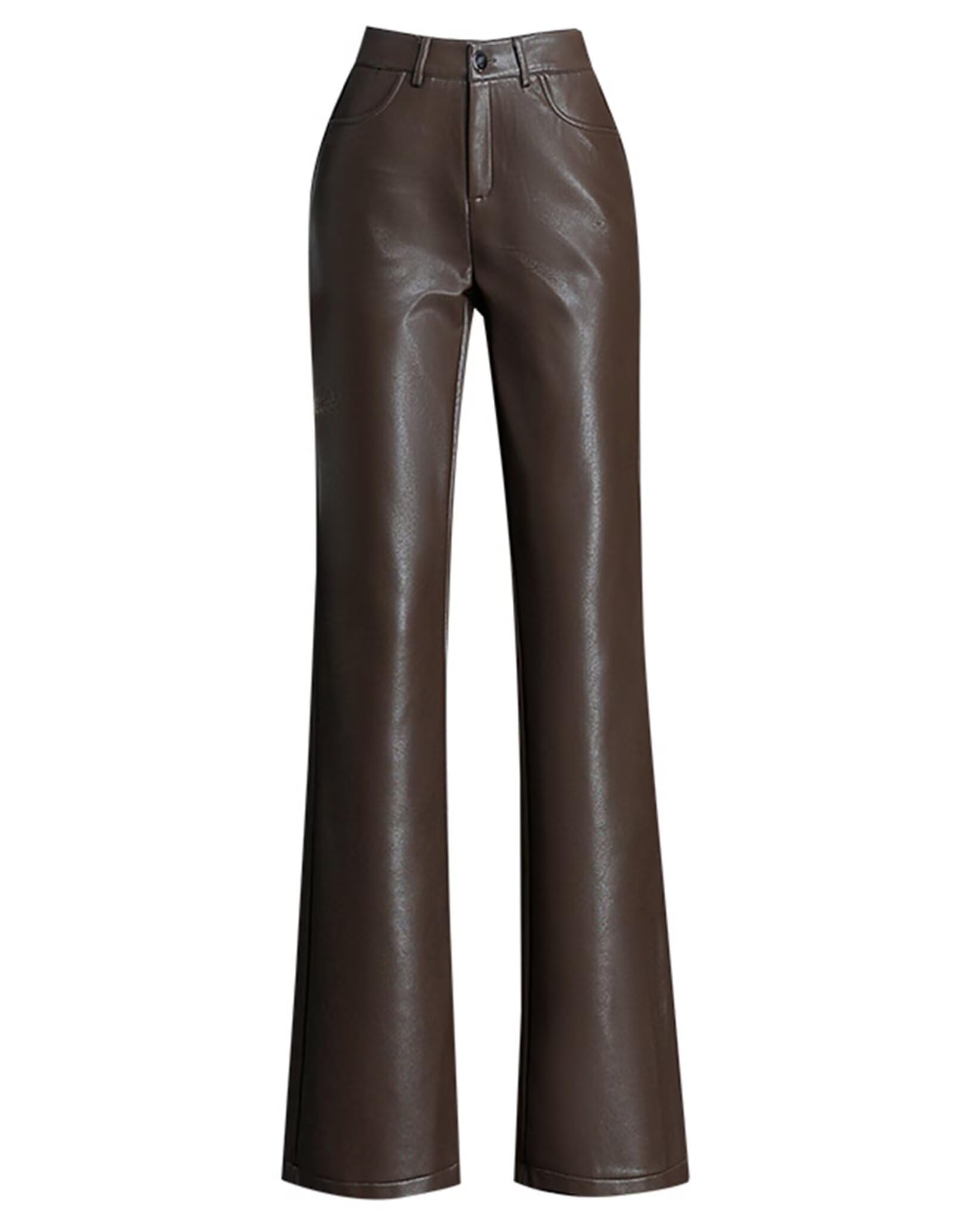 HNVAVQ Pantalones de Cuero Mujer Cintura Alta Pantalón Mujer Elegante Casual
