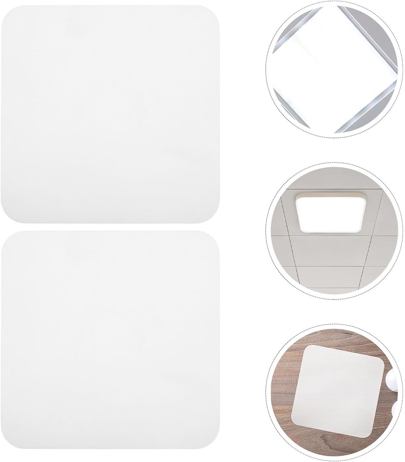 Baluue 2pcs 8.84 Inch Square Acrylic Ceiling Light Diffuser Shade White Anti-glare Recessed Lamp Cover Replacement for Home Office Classroom Lighting Fixtures