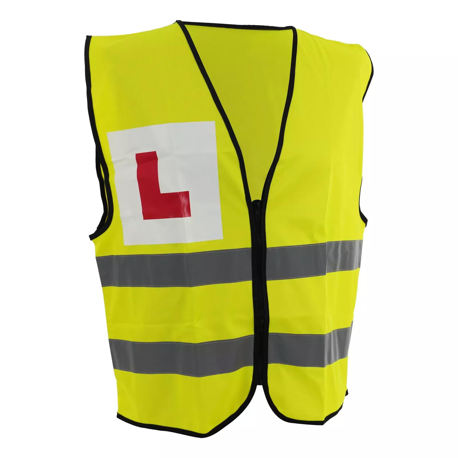 BIKE IT Reflective Hi-Vis Vest With Printed L-Plate Learner Motorcycle Scooter Rider Zipped Vest