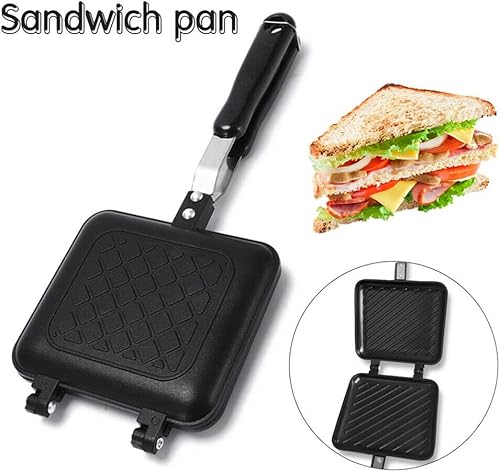 Miniatura 6 de Sartén de doble cara, sartén de aleación de aluminio, sartén de doble cara, sartén antiadherente de fondo plano para tostadora, desayuno, tortilla,