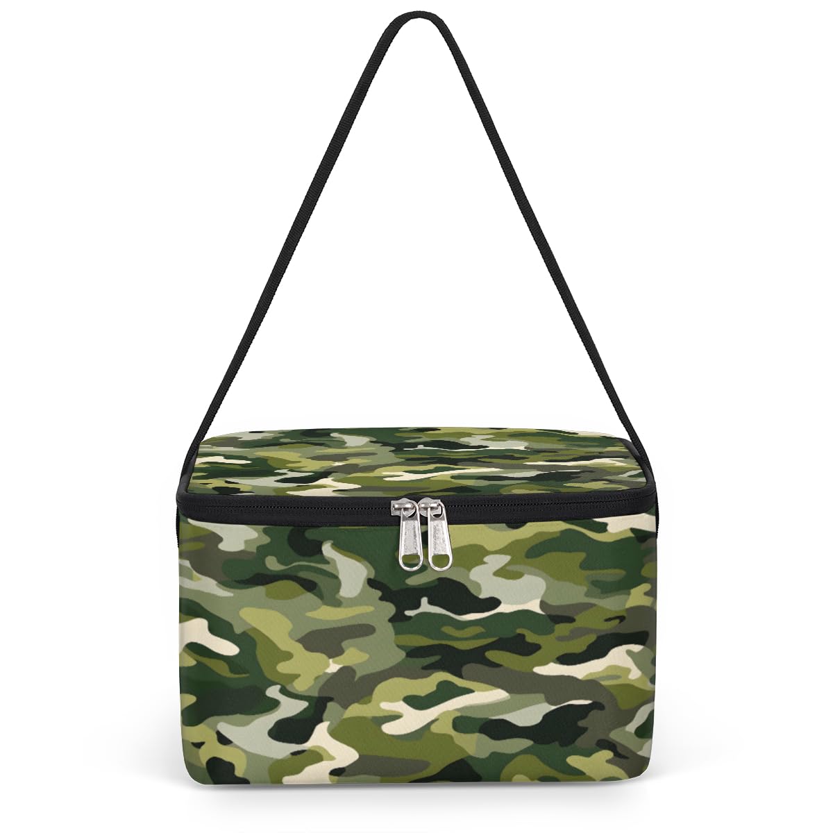 Army Camouflage Lunch Bags for Women Men 9 Cans, Hot & Cold Food Delivery Bag Insulated Grocery Bag Insulated Lunch Box Fashion Camo Green Cooler Bag for Office Work Picnic Beach