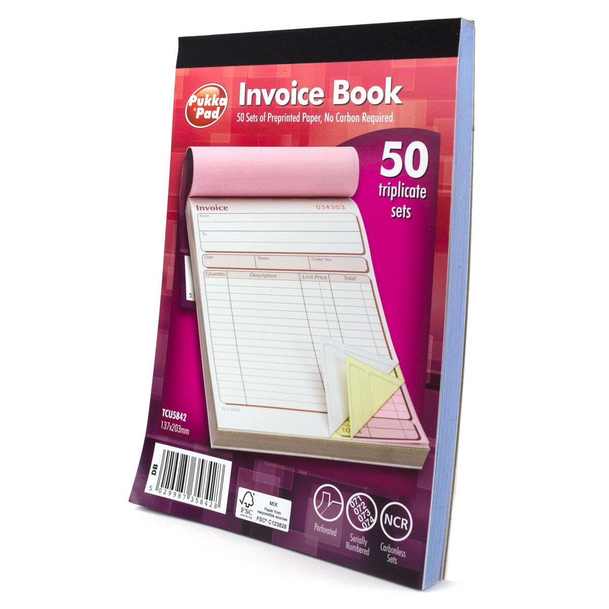 Pukka Pad, NCR Carnet de factures Triplicate 203 x 137 mm